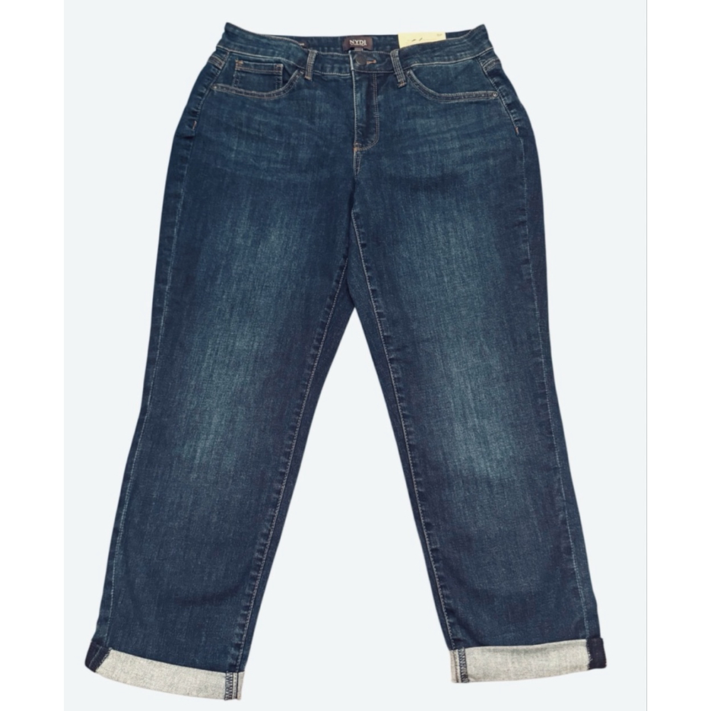 NYDJ Blue Mariot Girlfriend Straight Leg Jeans 8P NWT - Picture 2 of 9